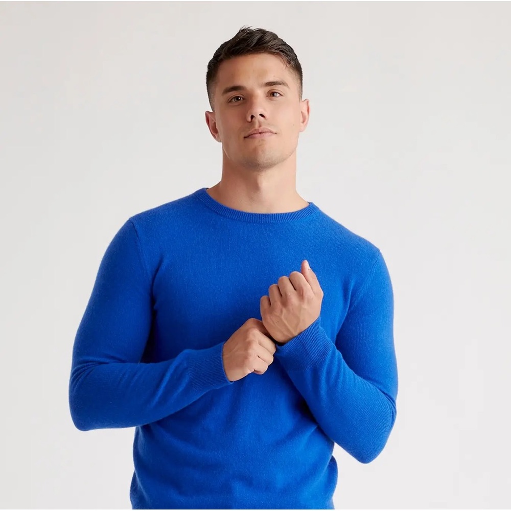 Quince Sapphire Men’s Mongolian Cashmere Crewneck Sweater Large NWT